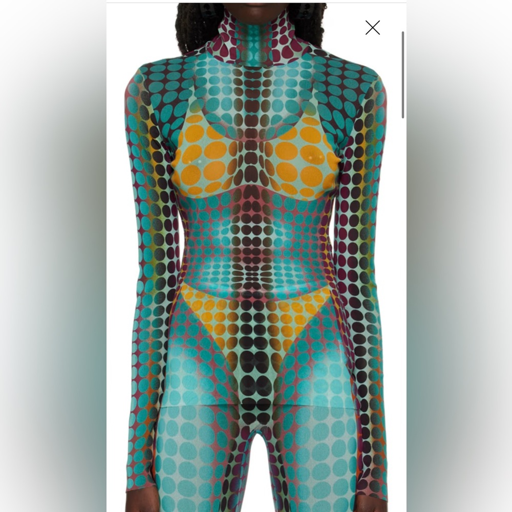 Jean Paul Gaultier Blue Dots mesh turtleneck